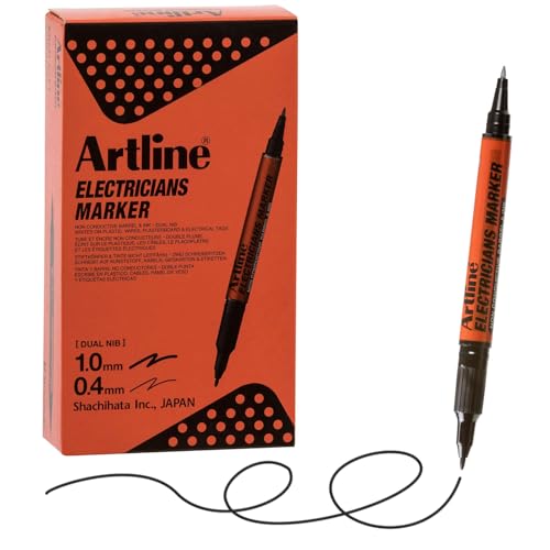 Artline 95024 Marcatore Permanente per Elettricisti, Nero, Doppia Punta 0.4 e 1 Mm