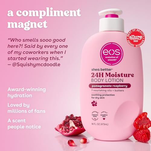 eos Shea Better Body Lotion Set- Jasmine Peach & Pomegranate Raspberry, 16 fl oz, 2-Pack