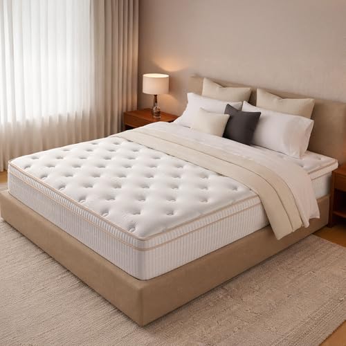 INCEPDREAM Queen Size Mattress 14 Inches Medium Firm Hybrid with Memory Foam & Individually Wrapped Coils CertiPUR-US Certified Fiberglass-Free Design