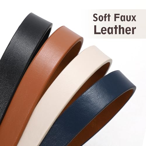 VONMELLI 4 Pack Women Skinny Belt for Dress Thin Waist Belt for Women Jeans with Gold Buckle2