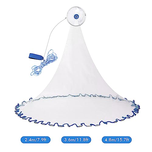 Fish Trap, Fishing Net Nylon Monofilament American Style Cast Net Outdoor Hand Throw Fishing Mesh With Heavy Duty Weights For Bait Trap Fish (15.7Ft) #TOP5