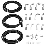 17PCS Air Conditioning Hose & Fitting Kit, Universal Air Conditioning Extended Length Hoses Includes 6.5ft #6#8#10 AC Hoses and #6#8#10 AC Fittings