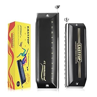 EAST TOP Mise à jour Forerunner 2.0 sans valves Harmonica chromatique à 12 trous 48 tons touche en C pour adultes, débutants et étudiants - Les Beatles, Paul McCartney, John Lennon, RIngo Starr, George Harrison