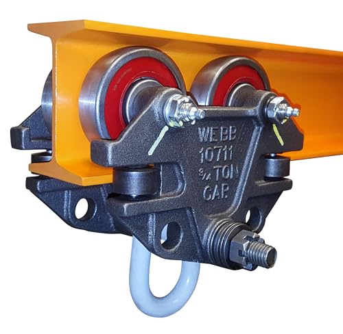 Beam Trolley With Side Guide Rollers. Heavy Duty 3/4 Ton 1,500 Pounds Capacity. Industrial Grade Conveyor Trolley for I-Beams and Chain Hoists