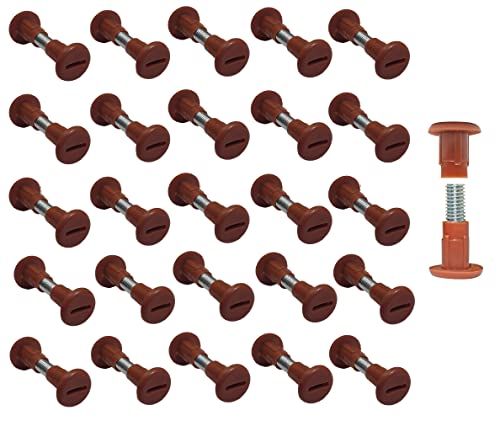 TERF® Cabinet Connecting Jointing Binding Post Screw Bolt M6 (6mm) Steel Threaded Furniture Cabinet Fixing Connector Screw for Join Furniture Thickness 34mm to 40mm Light Brown
