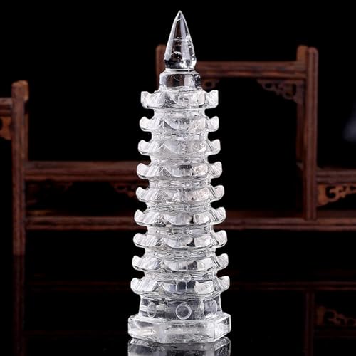 BOWINGBO Meditation Room Decor Ornamental Tower Sculptures 9 Level Pagoda Wenchang Tower Statue Crystals Polished Natural Stone Sculpture Statue Decor Figurines Reiki Home Room Office Desk Decoration - Image 7