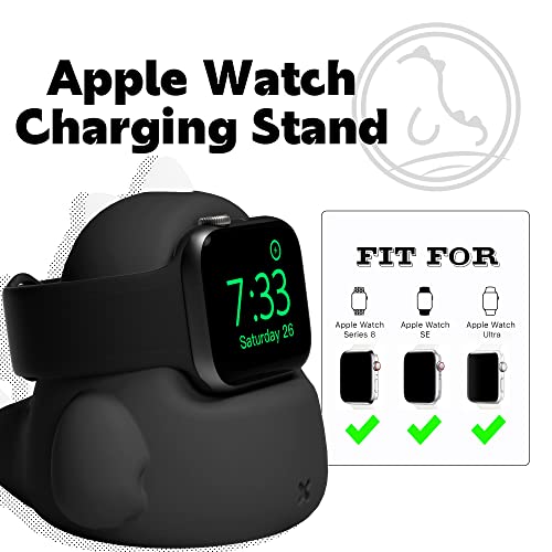ELETIUO Charger Stand Compatible with Apple Watch Series Ultra2/Ultra/10/9/8/SE2/7/6/SE/5/4/3/2/1 (49/46/45/44/42/41/40/38mm),Dinosaur iWatch Charging Dock,Supports Nightstand Mode,Black - Image 2
