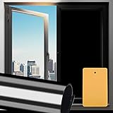 【Tamaño Grande/Cortable】1x vinilo opaco para ventanas negro, tamaño grande: 40*200cm (cortable lo puedes adaptar a cualquier medida que necesites) + 1x raspador para quitar burbujas. Adecuado para la protección de privacidad/protector solar/ la filtra de la luz.