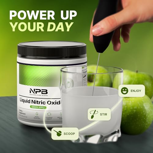 Image of Nature's Pure Blend Liquid Nitric Oxide Supplements for Men - L-Arginine Powder - Nitric Oxide Booster & Circulation Supplement - Blood Flow Support, L Arginine and L Citrulline - 5000MG (Green Apple)