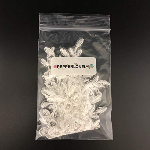 Pepperlonely 1 Pair Off White Embroidered Flower Lace Applique For Diy Sewing Wedding Dress Shoes, 25 X 11 Cm #TOP2