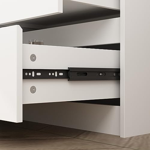 Hitow 9 White Drawer Dressers, Modern Large Dresser for Bedroom Organize, Wooden Long Dresser with 9 Handle Free Drawers, Storage Chest of Drawers for Living Room Office, Ball Bearing Slide (63" W)
