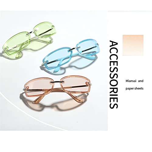 willochra One Piece Rimless Y2k Sunglasses For Women Fashion Silver Mirror Sun Glasses Men Alloy Hip Hop Punk Shades3