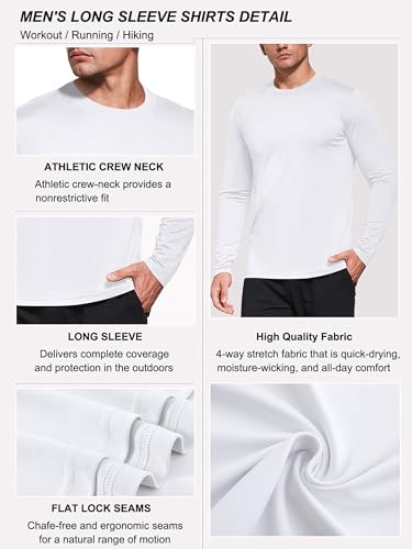 Image of Men's 1, 3 or 5 Pack Performance Long Sleeve T-Shirts, UPF 50+ Sun Protection Shirts, Athletic Gym Workout Shirts for Running