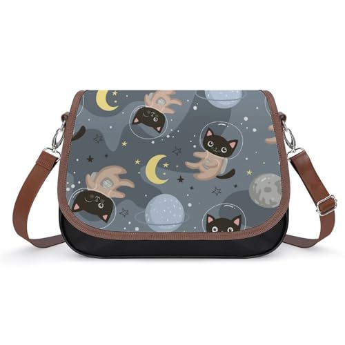 Sac à main pour femmes motifs chat et licorne : sacoche cuir étanche et sac à bandoulière