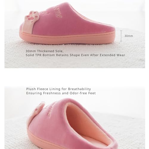 Fuzzy Cat Slippers House Slippers for Women Men Non Slip Cute Cat Animal Plush Slip on Winter Warm Bedroom Shoes3