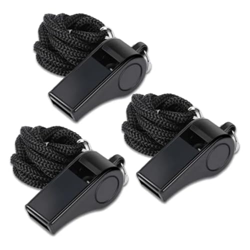 12 Silbatos Plásticos con Cordón para Entrenamiento Negro miniatura 1
