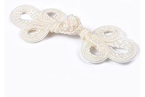 5 Pairs of DIY Chinese Knots Frog Buttons Closures for Sewing in Off-White