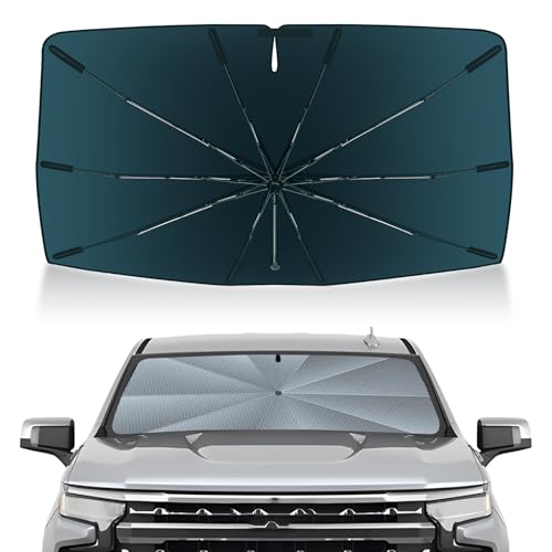 Image of Autorder Windshield Sun Shade Umbrella for 2019-2026 Chevrolet Chevy Silverado /GMC Sierra 1500 2500 3500 Accessories, Upgraded Ice Crystal Material, Umbrella Sunshade for Car Windshield Sun Blocking