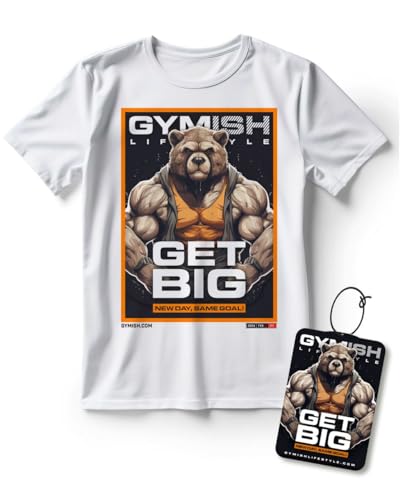 Bear Get Big Gym Workout Shirt for Men with Air Freshener Gift Set