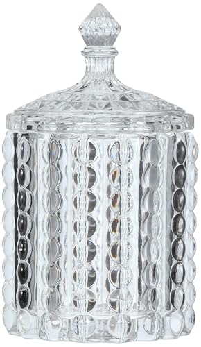 RockTrend Home dekorativer Schmetterling Süßigkeitenglas, Süßigkeitenschale, Süßigkeiten-Buffet, Vorratsbehälter, klarer Kristall, facettiert, Glas mit Kristalldeckel, groß, 473 ml (rund, 473 ml)
