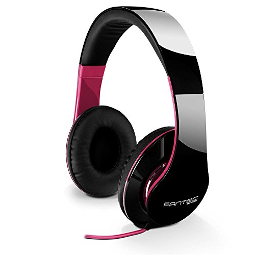 FANTEC SHP-250AJ Stereo HiFi Kopfhörer (mit Bügel, On Ear, 3, 5 mm Klinkestecker, Bassstark, Große und weiche Ohrpolster) schwarz/pink