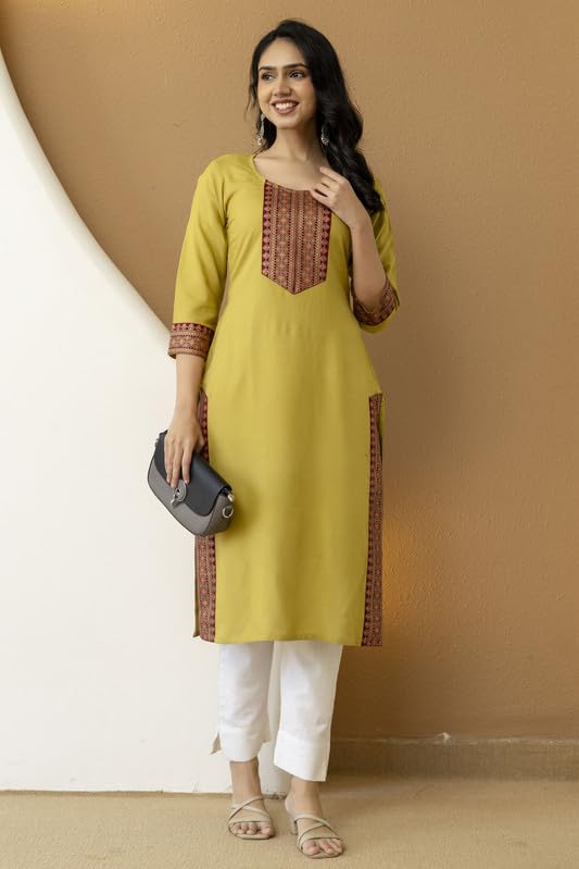 Image of New Rayon Floral Printed Knee Length Straight Casual Kurta for Women | Women Fomal Kurti