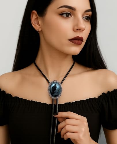 Image of PEARLY JUN Bolo Tie for Women Men Flower Rose Western Cowboy Brown Leather Country Style String Vest Gifts