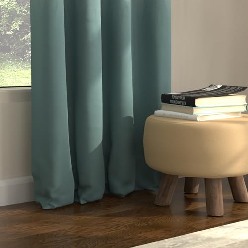 Image of Urban Space Blackout Curtains 8 Feet Set of 2 for Long Door, 80-85% Light Blocking Curtains for Living Room, Digital Printed Curtains with Eyelets, Tieback Included (Sea Mist Turquoise, 8 Feet)