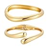 Emibele Chunky Gold Bracelets for Women, 2PCS Irregular Hinged Open Bangle Bracelets, Fashion Wide Arm Cuff for Women, Minimalist Jewelry Gifts for Christmas Birthday Valentine