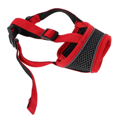 SUPVOX Breathable Dog Muzzle : -bark and Chew-Resistant Pet Mouth Cover with Adjustable Strap for Small Dogs Grooming and Outdoor Activities Use M Red