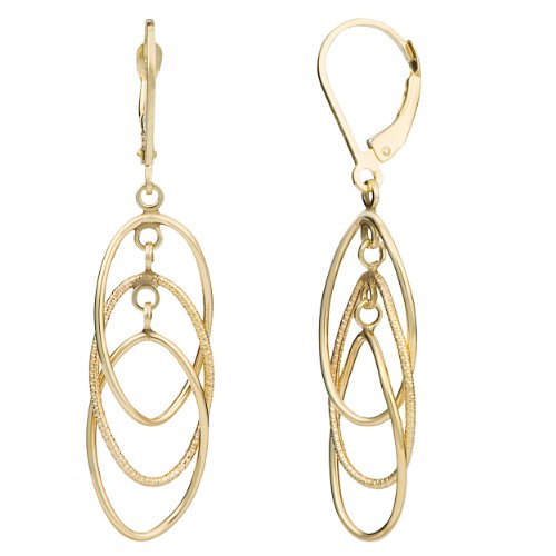 Kooljewelry 14k Yellow Gold Interlocking Ovals Leverback Earrings