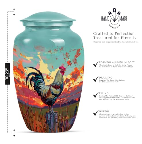 Image of Personalized Chicken - Memorial Urns for Mom & Dad - Funeral Ash Urns Large - 10 Inch - Large with Velvet Bag - Cremation Urns for Burial - Burial Urns - Decorative Urns - Human Remains Urn
