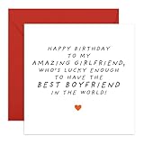Photo Gallery fantastico biglietto di compleanno per lei, con scritta in lingua inglese "girlfriend from your boyfriend", regalo per bambina, altra metà, miele, hun, lucky to he, viene fornito con divertenti Photo Gallery fantastico biglietto di compleanno per lei, con scritta in lingua inglese "girlfriend from your boyfriend", regalo per bambina, altra metà, miele, hun, lucky to he, viene fornito con divertenti