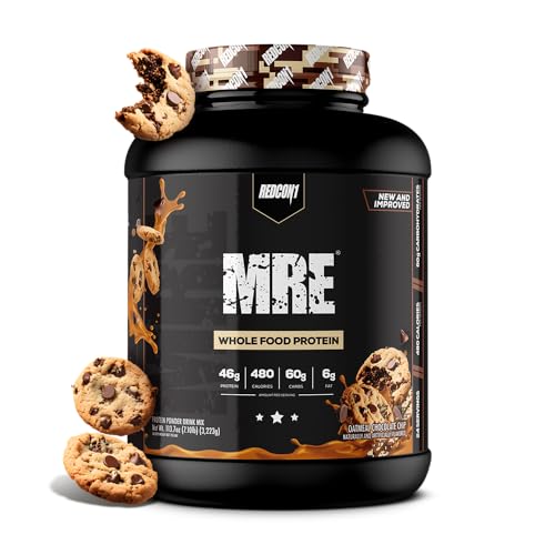 REDCON1 MRE Protein Powder, Oatmeal Chocolate Chip - Meal Replacement Protein Blend Made with MCT Oil & Whole Foods - Protein with Natural Ingredients to Aid in Muscle Recovery (25 Servings)
