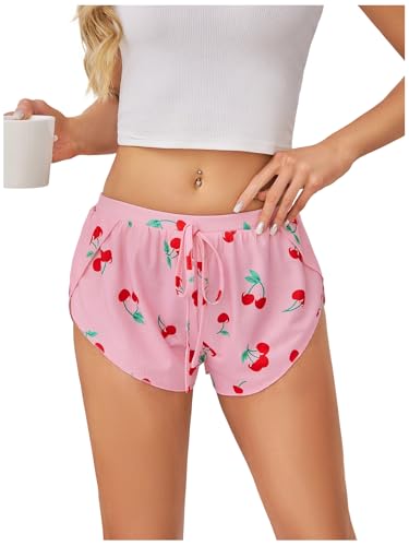 Image of MakeMeChic Women's Pajama Bottoms Floral Print Tie Front Micro Short Side Slit Summer Lounge Shorts