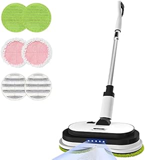 Cordless Electric Mop, Electric Floor Cleaner with LED Headlight & Water Sprayer, Up to 60 mins Detachable Battery, Dual-Motor Powerful Spin Mop with 300ML Water Tank for Multi-Surface, Self-Propelled
