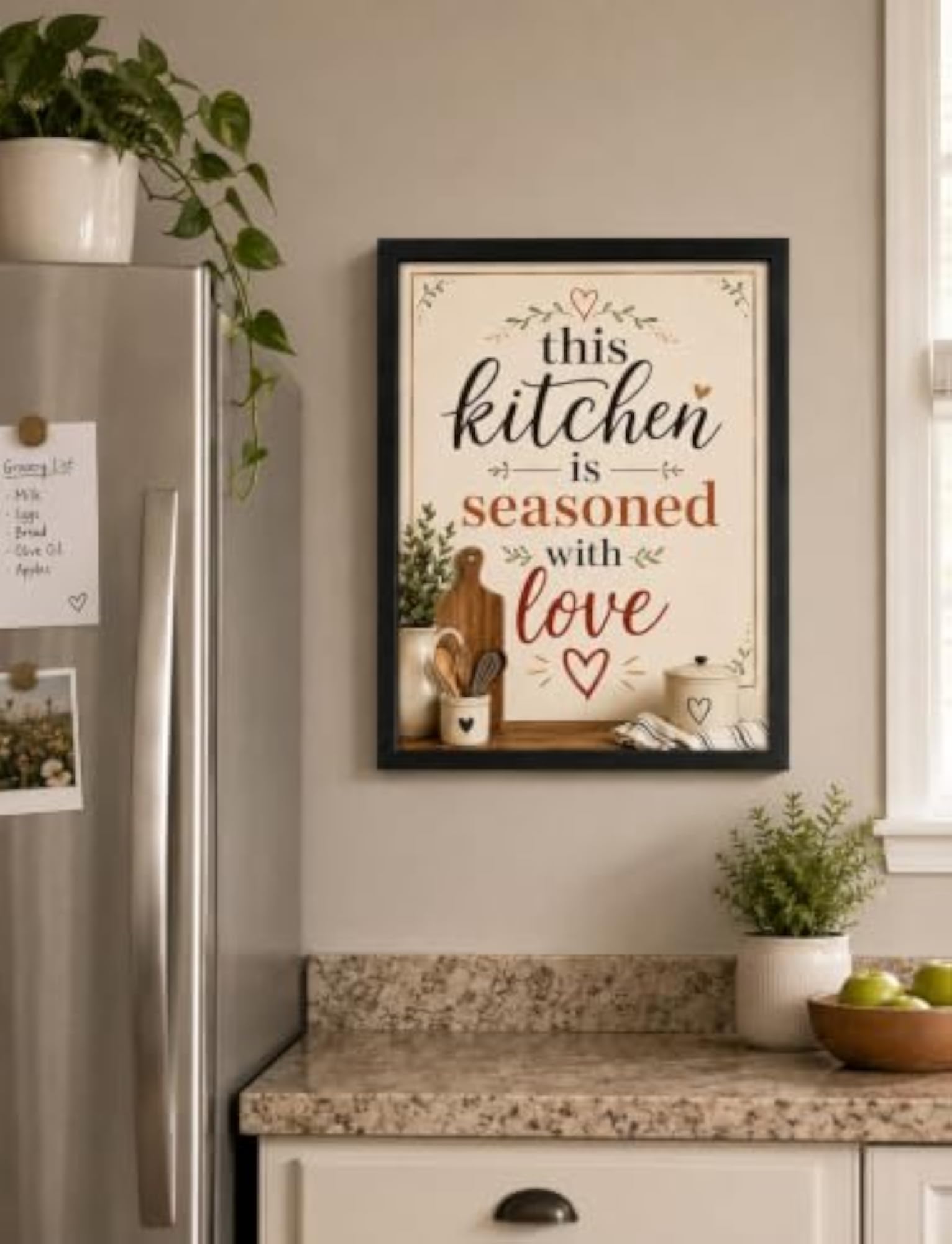 This Kitchen Is Seasoned With Love Framed Wall Poster