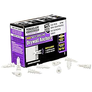 TOGGLER SnapSkru SPM Mini Self-Drilling Drywall Anchor, Glass-Filled Nylon, Made in US, for #6 to #8 Fastener Sizes…