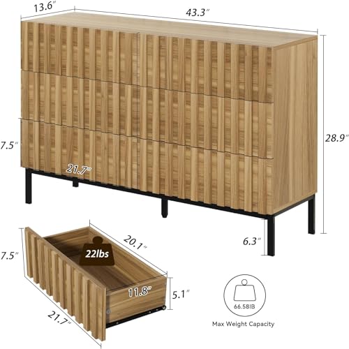 image for UEV Mid Century Modern Bedroom Dresser and nightstand 3 Pieces Sets,Tw