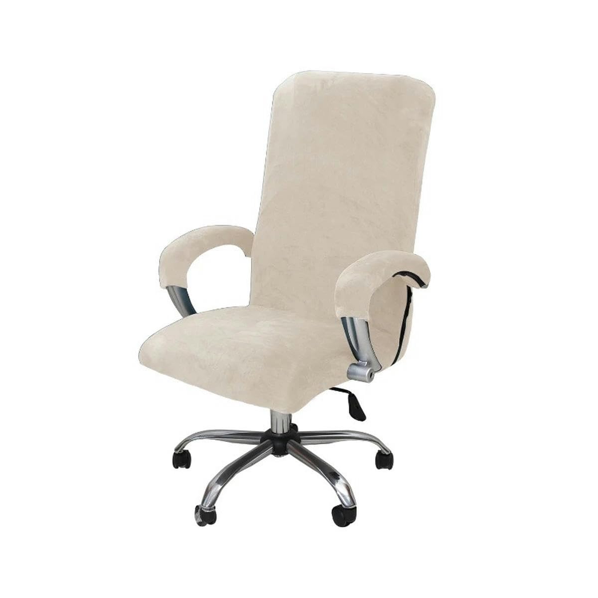 HJGUI Funda de Terciopelo para Silla de Escritorio de Oficina, Protector de sillón, Color Negro, Incluye reposabrazos, Funda para Gamer, 2024, Beige, XL (69 80 cm)