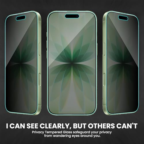 Image of FIRST MART Privacy Tempered Glass for iPhone 17 & iPhone 16 Pro with Cable Guard & Installation Kit | Anti-Spy 9H Screen Protector, Edge-to-Edge, Case-Friendly | Black