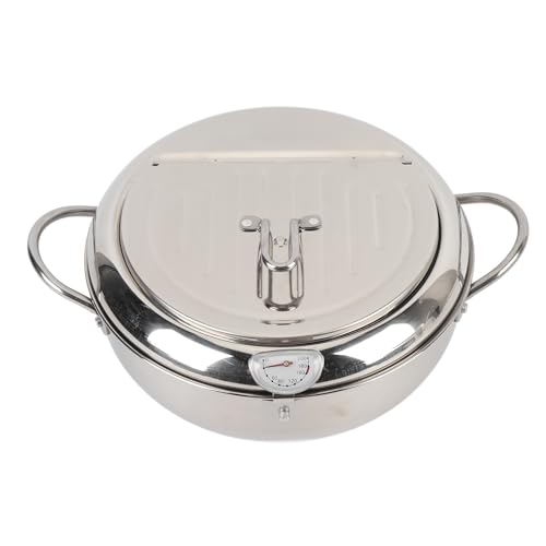 Fdit Raíz Moderna de Acero Inoxidable con Tecnología de Calefacción Incluso, Sartén Frito Frito Fácil de Lavar para Deliciosos Platos de Pollo, Papa y Tempura (Los 24cm)