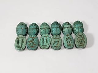 Discoveries Egyptian Imports -Handcarved Fine Blue/Green Scarabs .5