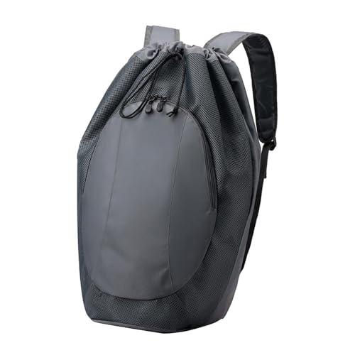 Drawstring Backpack Sports Gym Bag Zip Pocket Nylon Beach Gym Backpack Badminton Racket Bags for Hiking Dance Travel Shopping, Grey
