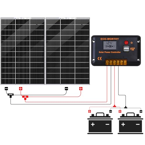 ECO-WORTHY 390W Solar Panel Kit 12V 1.56kWh/Day for Motorhome Caravan: 2pcs 195W Bifacial Solar Panels + 30A 12V/24V Charger Controller + Motorhome Mounting Brackets + Extension Cables - Image 5