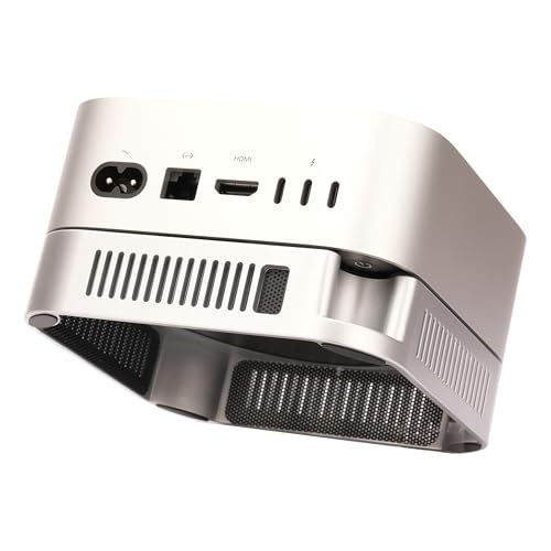 Psitek M4 M5 Mac mini Stand Silver Holder for Mac mini 2024-2026 with Ventilation Heat Dissipation Cooling Desk Mount Accessories with Anti-Slip Silicone and Dust-Proof Nets