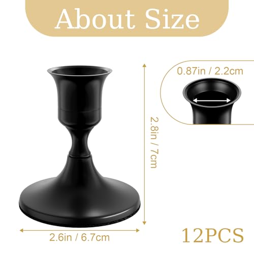 zeochyni 12 PCS Black Taper Candle Holders Bulk, Vintage Candlestick Holders Set for Dinner Room Table Centerpiece or Mantel Wedding Party Decor by zeochyni - Image 2