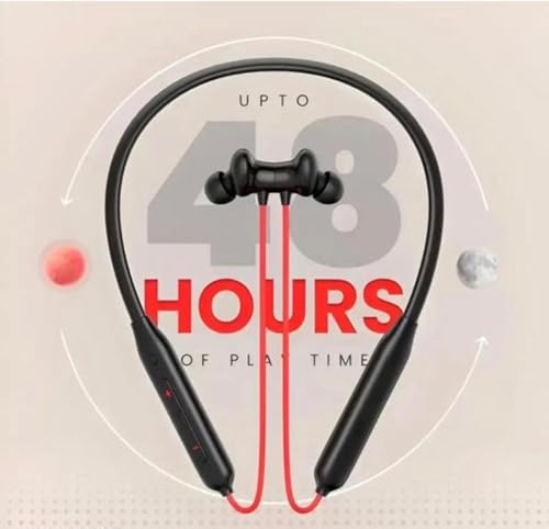 Image of Z2 ANC Bluetooth Neckband Earphones, Red | 12.4mm Bass Drivers, 45dB Active Noise Cancellation, 28H Battery Life, Fast Charging, Lightweight Flexible