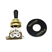 Dopro LP Guitar 3 Way Toggle Switch Gold with Black Tip and RHYTHM TREBLE Plate for Les Paul