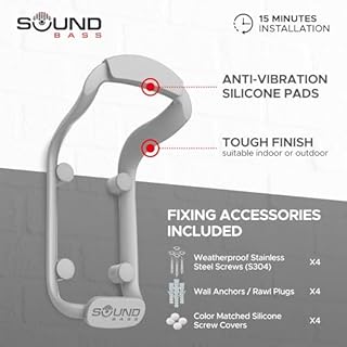 Sound Bass Move Speaker Wall Mount Bracket, Weatherproof, Compatible with Sonos Move Version 1 & 2, Including Mounting Accessories, Lunar White